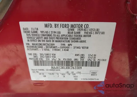 2019 Ford Ecosport Titanium from USA, damaged, VIN MAJ6S3KLXKC263309
